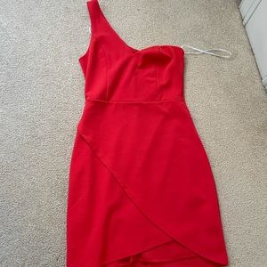 LULUS, pink/peach dress, asymmetrical top